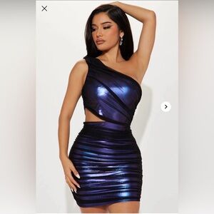 Fashion Nova Lustrous Immense Blue Mini Dress
